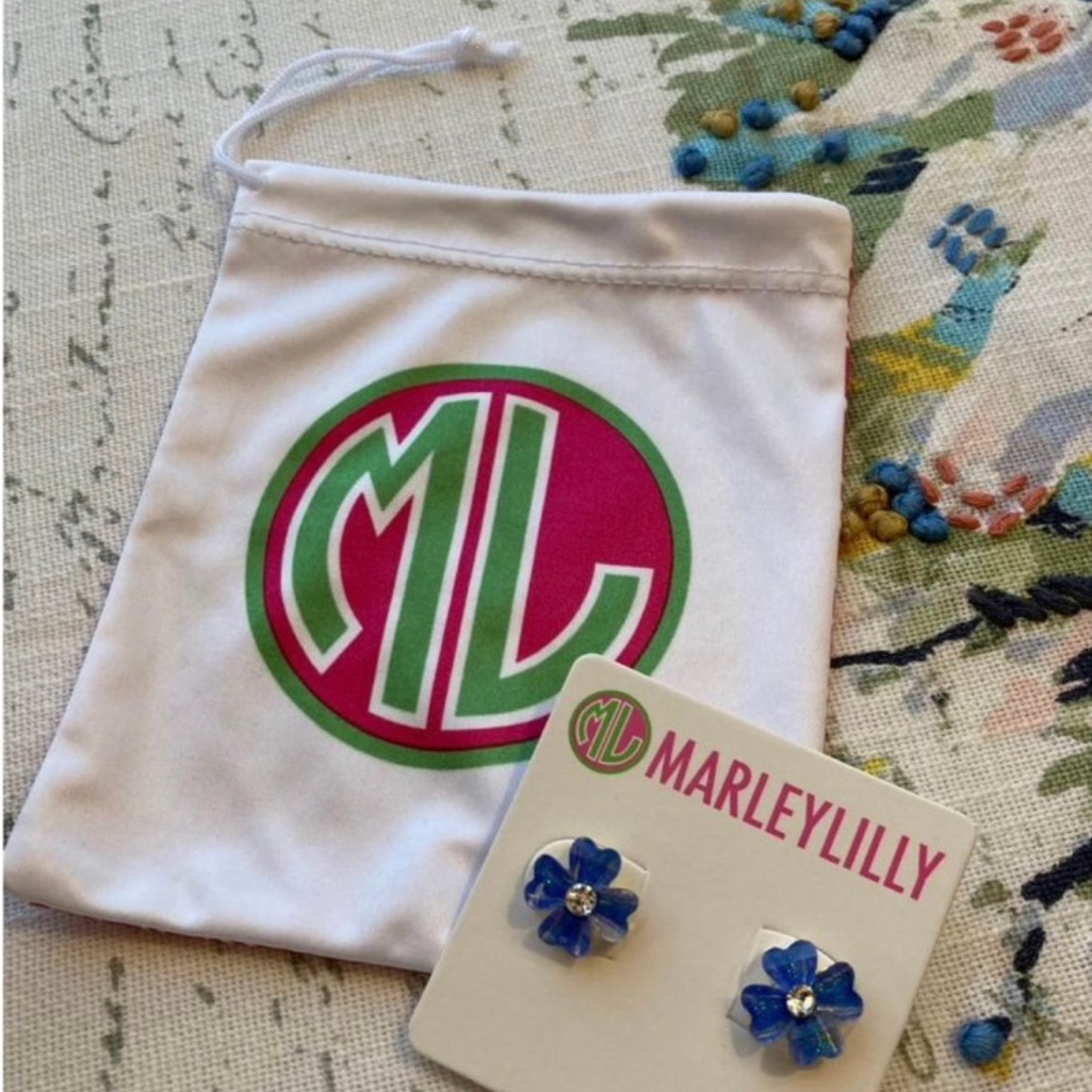 Marleylilly Blue Flower Earrings